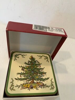 Vintage Spode Christmas Tree Coaster Box